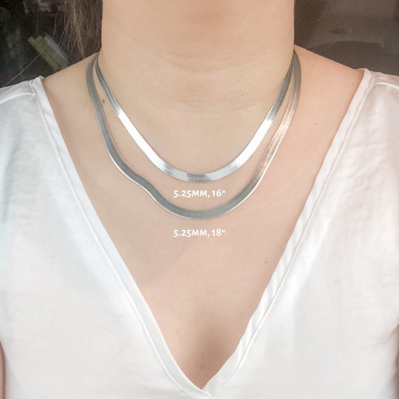 925 Herringbone Silver Chain Herringbone Silver Chain Necklace Herringbone Chain - Picture 3 of 7